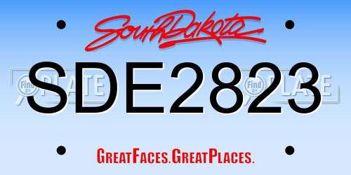 SDE2823 South Dakota License Plate