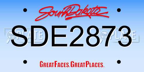 SDE2873 South Dakota License Plate