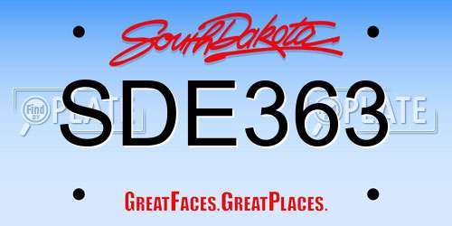 SDE363 South Dakota License Plate