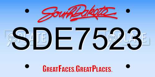 SDE7523 South Dakota License Plate