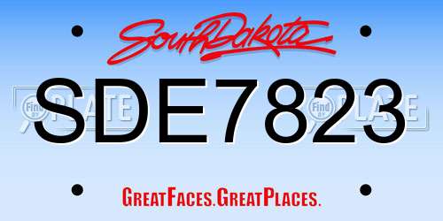 SDE7823 South Dakota License Plate