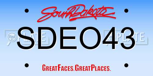 SDEO43 South Dakota License Plate