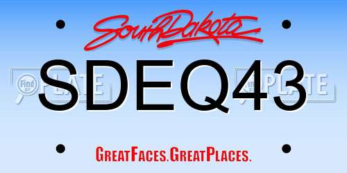 SDEQ43 South Dakota License Plate