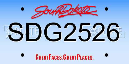 SDG2526 South Dakota License Plate