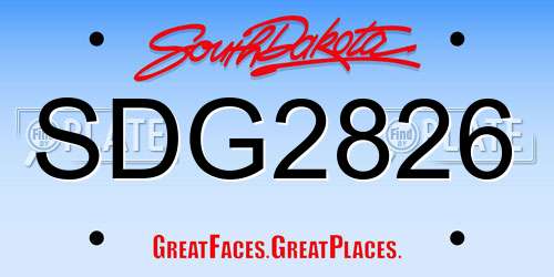 SDG2826 South Dakota License Plate
