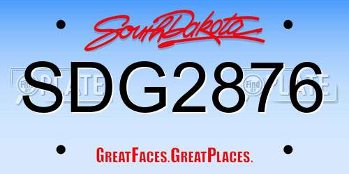 SDG2876 South Dakota License Plate