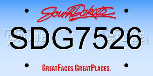 SDG7526 South Dakota License Plate