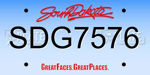 SDG7576 South Dakota License Plate