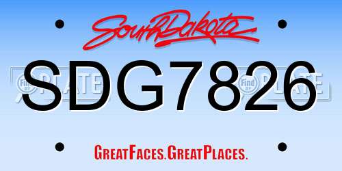 SDG7826 South Dakota License Plate