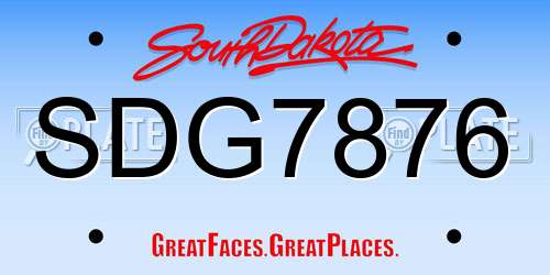 SDG7876 South Dakota License Plate