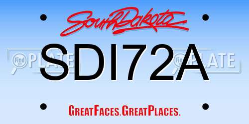 SDI72A South Dakota License Plate