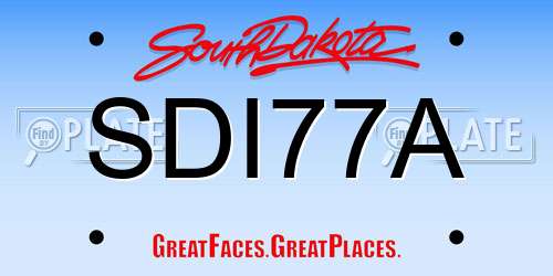 SDI77A South Dakota License Plate