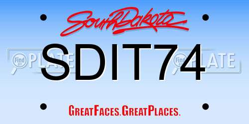 SDIT74 South Dakota License Plate