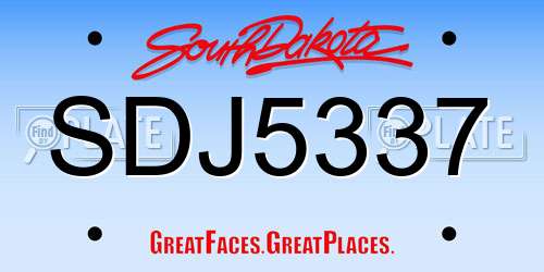 SDJ5337 South Dakota License Plate