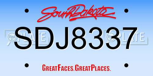 SDJ8337 South Dakota License Plate