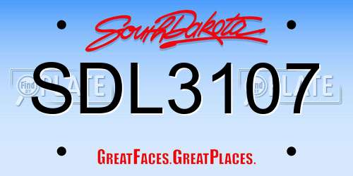 SDL3107 South Dakota License Plate