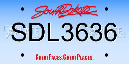 SDL3636 South Dakota License Plate