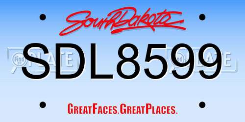 SDL8599 South Dakota License Plate