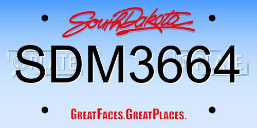 SDM3664 South Dakota License Plate