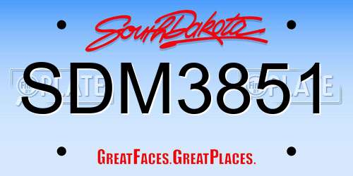 SDM3851 South Dakota License Plate