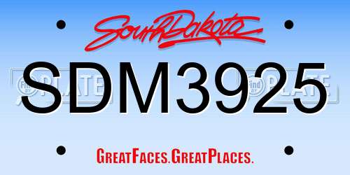SDM3925 South Dakota License Plate