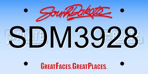 SDM3928 South Dakota License Plate