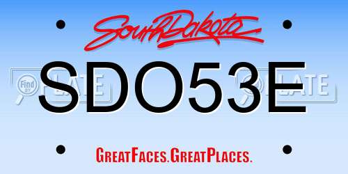 SDO53E South Dakota License Plate