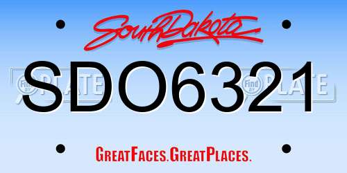 SDO6321 South Dakota License Plate