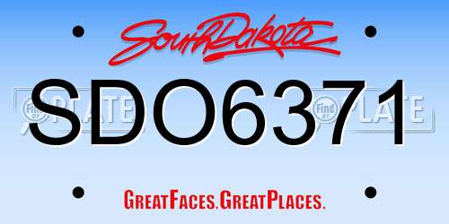SDO6371 South Dakota License Plate