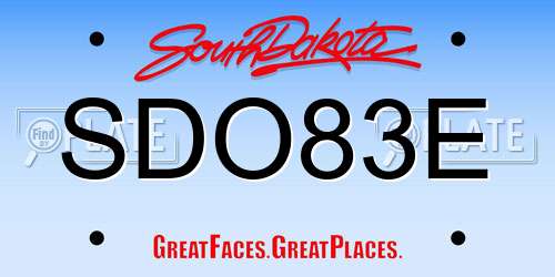 SDO83E South Dakota License Plate