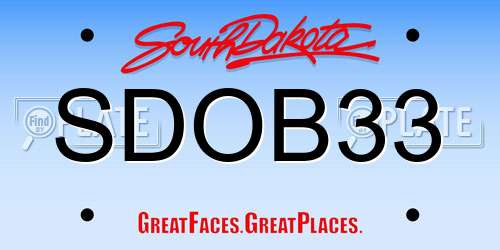 SDOB33 South Dakota License Plate