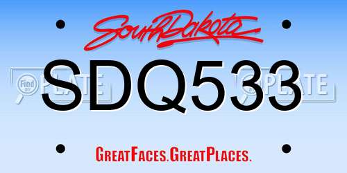 SDQ533 South Dakota License Plate