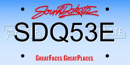 SDQ53E South Dakota License Plate
