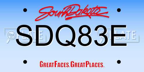 SDQ83E South Dakota License Plate