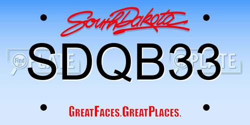 SDQB33 South Dakota License Plate