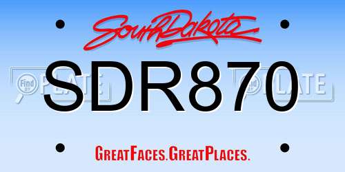 SDR870 South Dakota License Plate