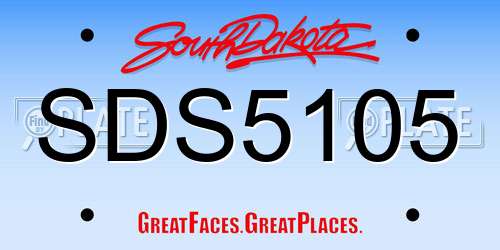 SDS5105 South Dakota License Plate