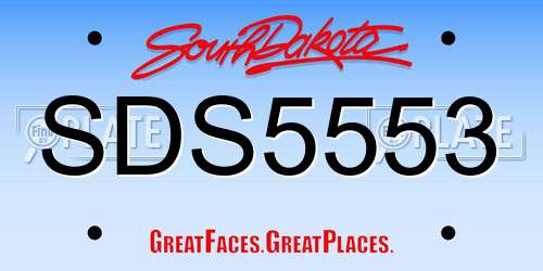 SDS5553 South Dakota License Plate