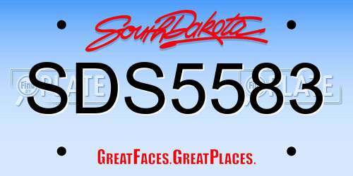 SDS5583 South Dakota License Plate