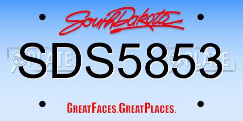 SDS5853 South Dakota License Plate