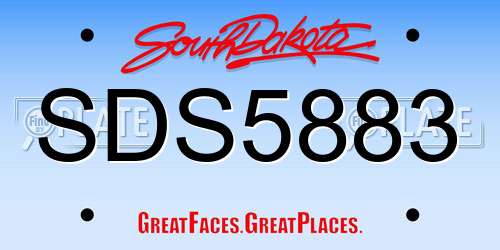 SDS5883 South Dakota License Plate