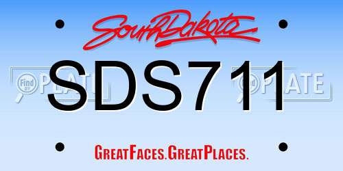 SDS711 South Dakota License Plate