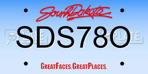 SDS78O South Dakota License Plate