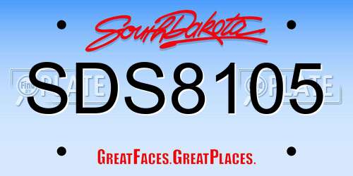 SDS8105 South Dakota License Plate