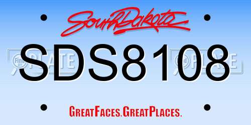 SDS8108 South Dakota License Plate