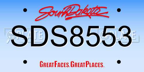 SDS8553 South Dakota License Plate