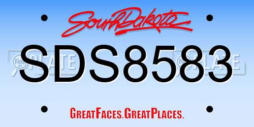 SDS8583 South Dakota License Plate