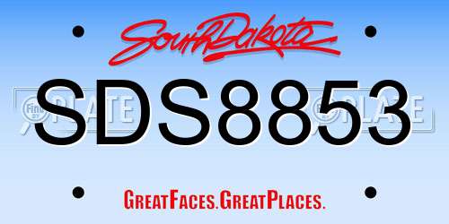 SDS8853 South Dakota License Plate