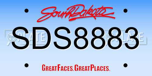 SDS8883 South Dakota License Plate