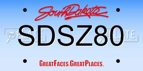 SDSZ80 South Dakota License Plate